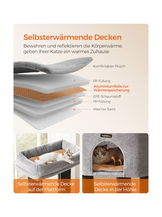 Feandrea Scratching Post Cat Trees Gray 50x50x160cm