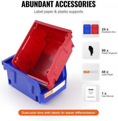 Vevor Plastic Tool Bin Organiser W5xD4xH3cm
