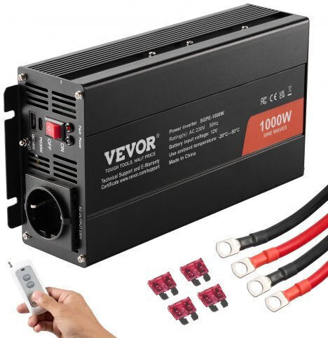 Vevor Καθαρός Ημιτονοειδής Μετατροπέας 1000w Dc12v Ac230v Τηλεχειριστήριο Ce Fcc Czxnbq1000wcilwt2v2