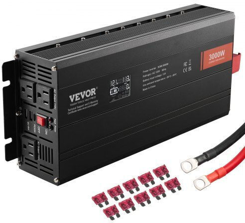 Vevor модифициран синусоидален инвертор 3000W DC12V AC230V LCD екран CE FCC XZXNBQ3000WX61GMMV2