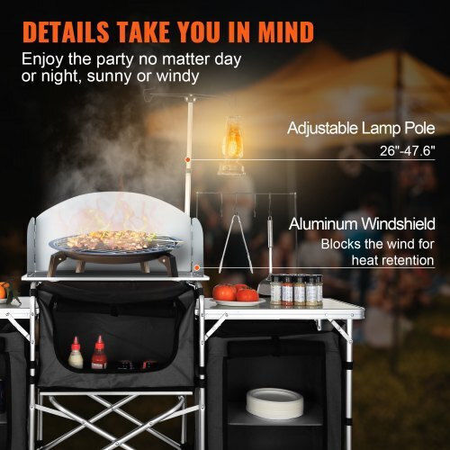 Vevor Τραπέζι Αλουμινίου για Camping Πτυσσόμενο 174x176x46cm Μαύρο