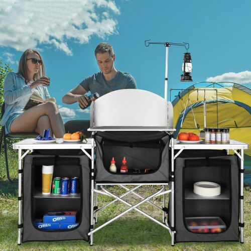 Vevor Τραπέζι Αλουμινίου για Camping Πτυσσόμενο 174x176x46cm Μαύρο