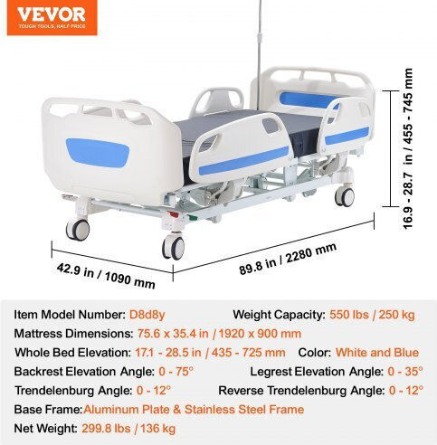 Vevor Electric Poliedru Pat de spital cu Saltea QDDKLBBXGKJP0LE7UV2