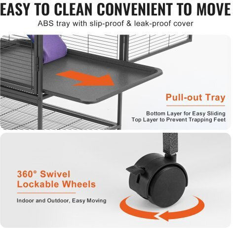 Small Animal Cage 2 Levels Wheels Tray Vevor 39" Jsxdl362439if6cogv0