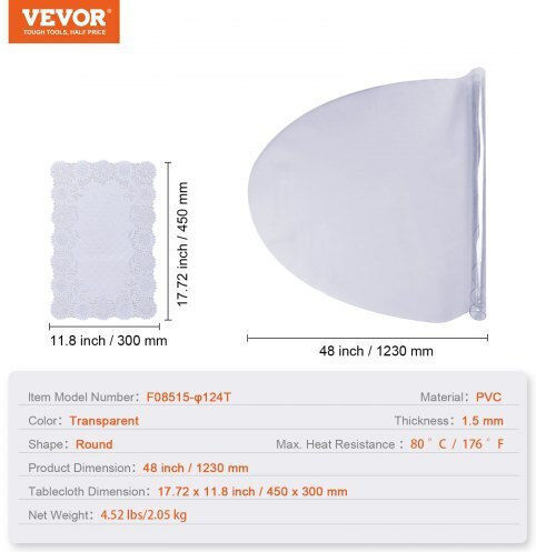 Vevor Κάλυμμα Τραπεζιού Καφέ Ø121.92cm