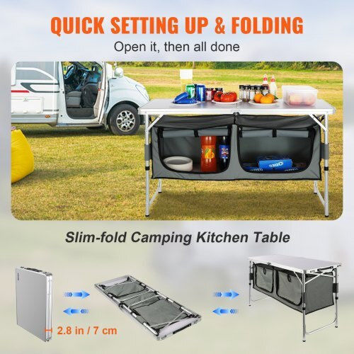 Vevor Metallic Cupboard for Camping Folding in Case 120x47x70cm White