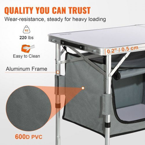 Vevor Metallic Cupboard for Camping Folding in Case 120x47x70cm White
