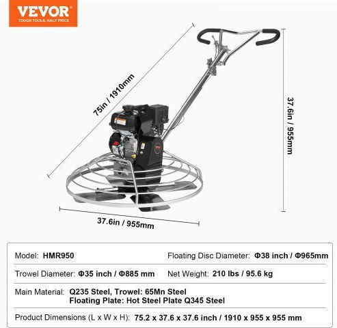 Vevor Verdichter Benzin mit einer Geschwindigkeit von 3600Umdrehungen pro Minute 6hp DLMDJS36INCHFI9LMV0