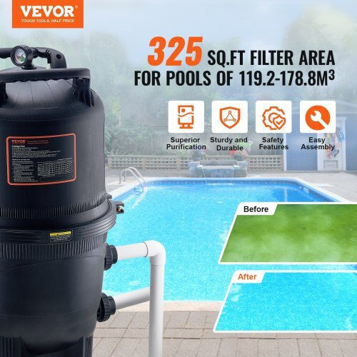 Vevor Pool Filter 30 sq.m for Inground & Above Ground Pools Yctsglqdxycbtsgrmv0