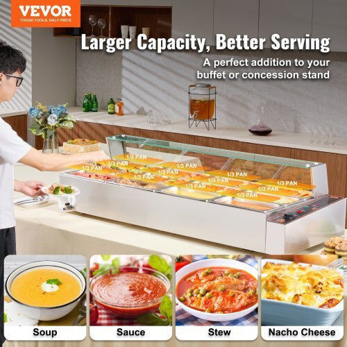 Încălzitor electric de alimente Vevor 12*5qt protecție din sticlă