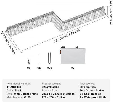 Vevor Vevor Metal Poultry Coop Height 0.24m