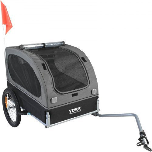 Vevor Dog Bicycle Trailer Up to 40 Kg Black Grey Tcscwzxctc106aqokv0