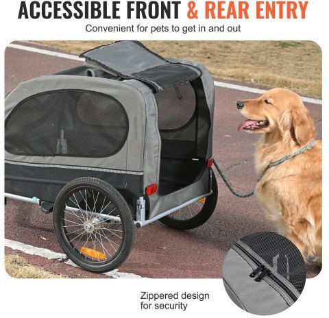 Vevor Dog Bicycle Trailer Up to 40 Kg Black Grey Tcscwzxctc106aqokv0