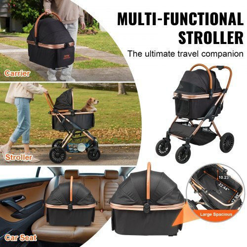 Vevor Pet Stroller 4 Wheels 30kg Black Cwtccgk4qdhdt793ev0