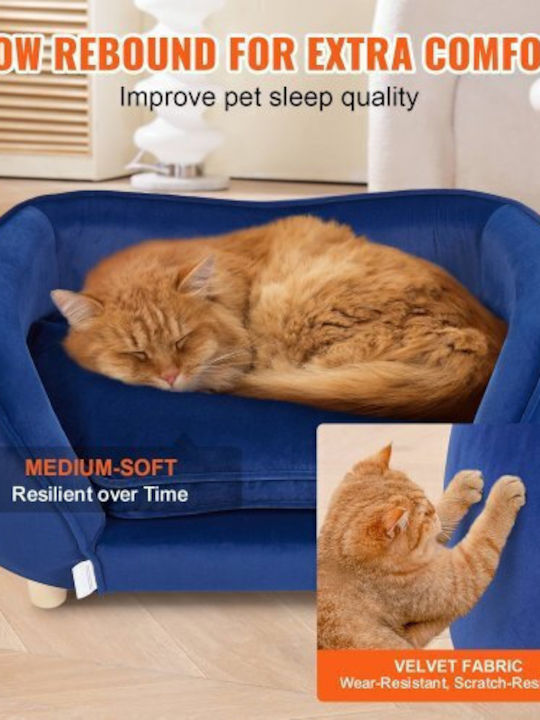 Vevor Pet Sofa Medium Size Dog Cat Soft Velvet Pet Sofa Load 81 Lbs Dark Blue