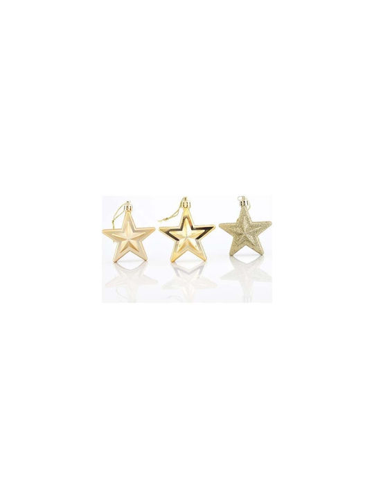 Hanging Star Plastic Gold 26.5x54cm Set 12pcs