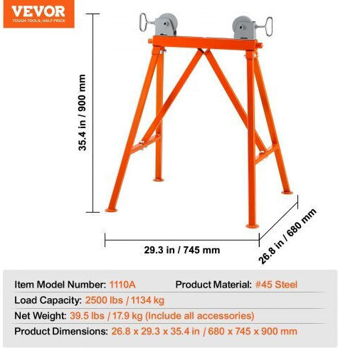 Βάση Σωλήνων Vevor Κύλινδρο 2500 Lbs Σωλήνες 2-36 Ιντσών Χάλυβα 45# Zxgdzczj35ycq3b2sv0