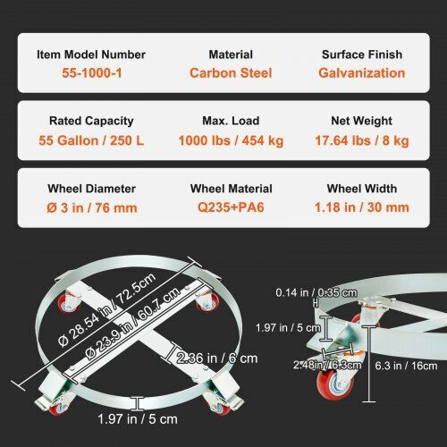 Vevor Transport Trolley for Weight Load up to 454kg Silver