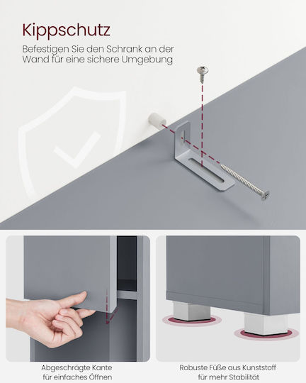 Vasagle Badezimmersäule Boden H30xB30xH170cm Gray