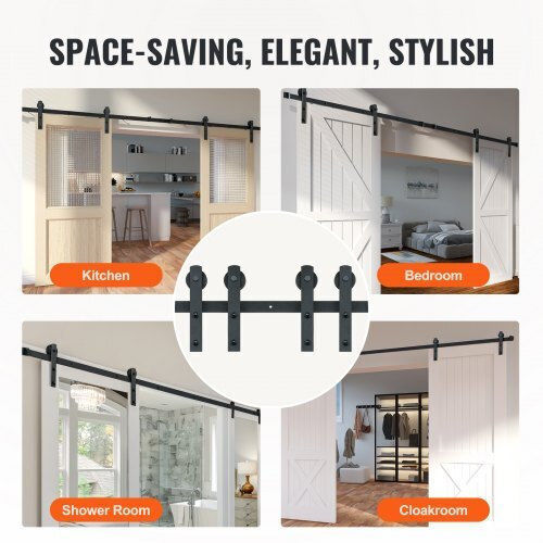 Vevor Sliding Door Mechanism 243.84cm Black