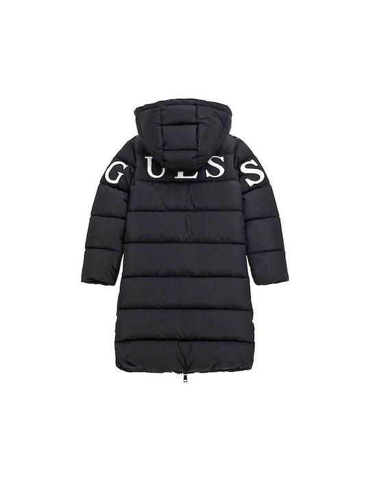 Guess Kids Casual Jacket Long with Hood Jet Black