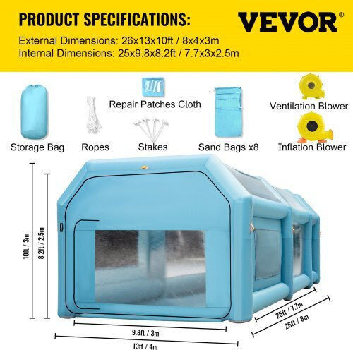 Vevor Lackierkabine Für Fahrzeuge Mit Gebläsen Und Luftfilter