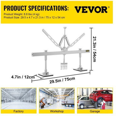Vevor 750 mm Aluminum & Steel Dent Puller Set with 6 Hooks Bjxfj750mmahlbq01v0