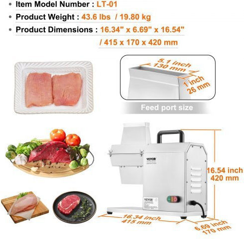 Vevor 450W Stainless Steel Electric Meat Tenderizer Machine