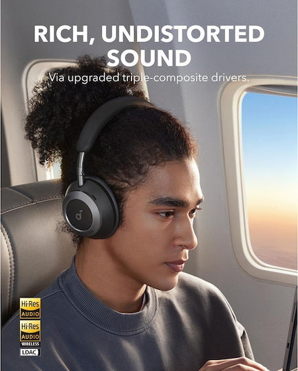 Anker Soundcore Space One Pro Ασύρματα / Ενσύρματα On Ear Ακουστικά με 60 ώρες Λειτουργίας και Quick Charge Μαύρα