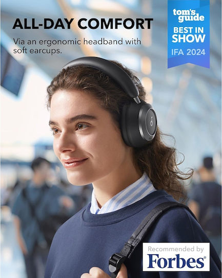 Anker Soundcore Space One Pro Ασύρματα / Ενσύρματα On Ear Ακουστικά με 60 ώρες Λειτουργίας και Quick Charge Μαύρα