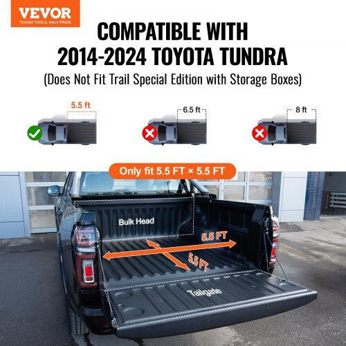 Vevor Dreifach faltbare Tonneau-Abdeckung für Toyota Tundra 2014-2024 Zdskchbxgzds8o2n7v9