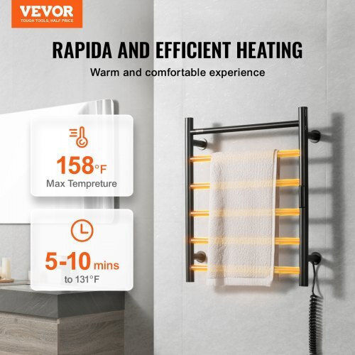 Vevor Electric Towel Rail 145W 61x50cm Black