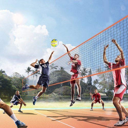 Vevor 4-Way Volleyball Net Adjustable Height Badminton Volleyball Portable Set with Carrying Bag Sfpqw1414yc0xfm07v0