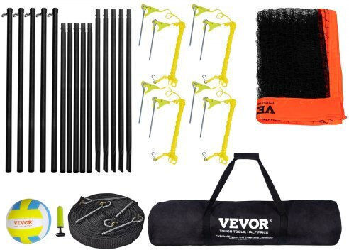 Vevor 4-Way Volleyball Net Adjustable Height Badminton Volleyball Portable Set with Carrying Bag Sfpqw1414yc0xfm07v0
