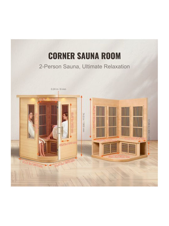 Vevor Indoor Infrared Sauna for 2 Persons L137.6xD137.6xH190cm
