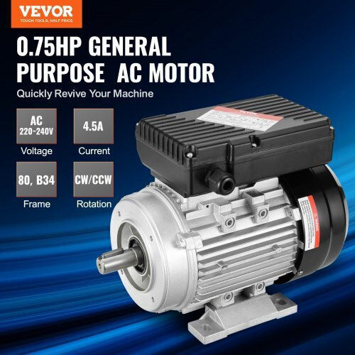 Vevor Ηλεκτροκινητήρας 0.75hp Μέγιστων Στροφών 1400rpm