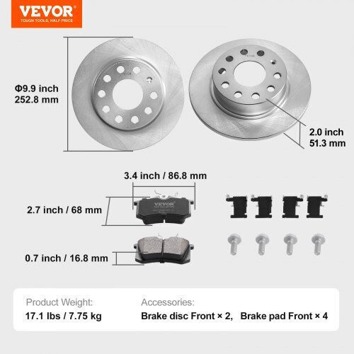Set Frână Spate Vevor Audi A3 8P Qcccptzaudiaama19v0