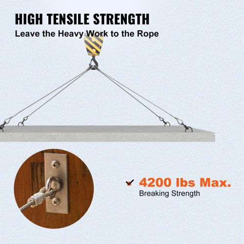 Vevor Stainless Steel Wire Rope 316 500ft 3/16" 1x19 4700lbs Gss1x19-4.8mm152mv0