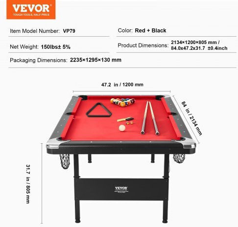Vevor Amerikanisch L213.4xB120xH80.5cm