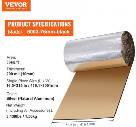 Vevor Ηχομονωτικό Αυτοκινήτου 200 Mil 3.3τ.μ Gydjzlbpm36swhlexv0