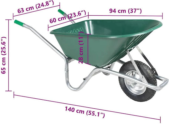 vidaXL Καρότσι Οικοδομής Χωρητικότητας 90lt