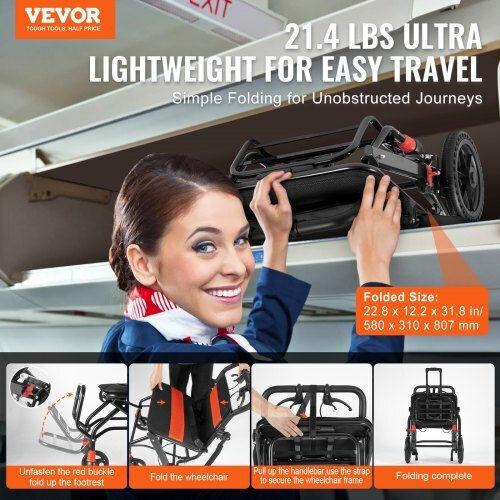 Vevor Αναπηρικό Αμαξίδιο 18" Πτυσσόμενο 91.5cm FWYSLYLHJSX1TQ05XV0 Μαύρο