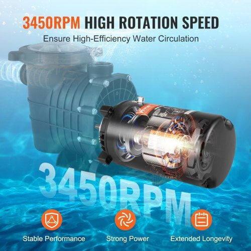 Vevor Pool Water Pump Filter Single-Phase with Power 1hp