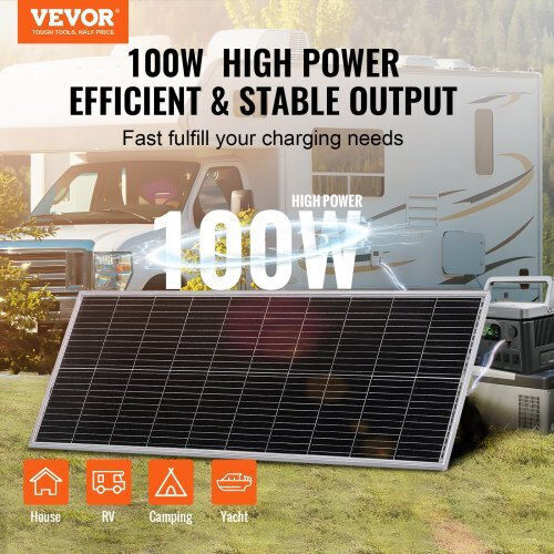 Vevor GDSDJTYNBDJ1MLOFJV9 Monocrystalline Solar Panel 100W 12V 1095x450x29mm