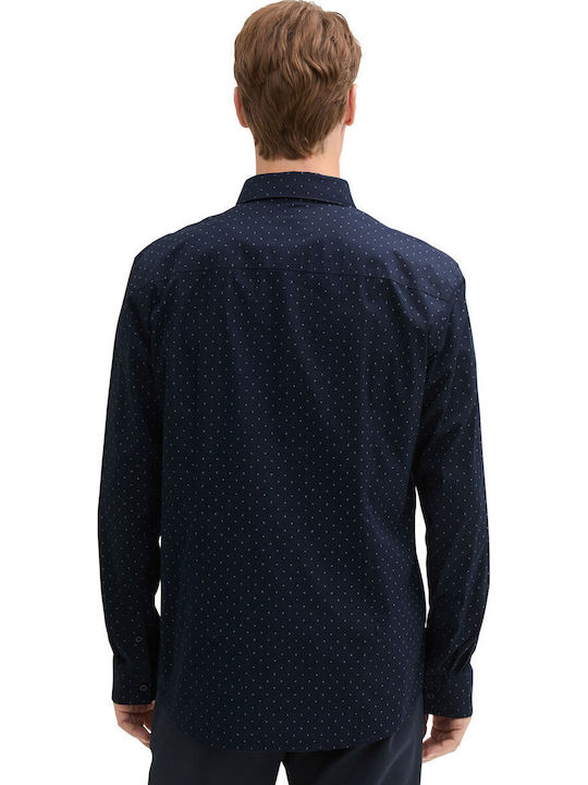 Langärmlig Hemd Polka Dot Navy