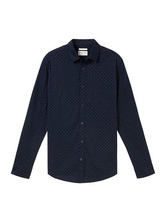 Langärmlig Hemd Polka Dot Navy
