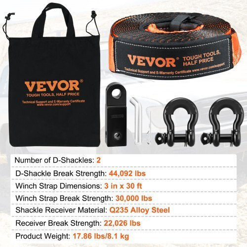 Vevor Off-road Recovery Kit Strap 30,000 Lbs Shackles 44,092 Lbs ATV Jeep Trucks Jpjygjb5j0005fpt8v0