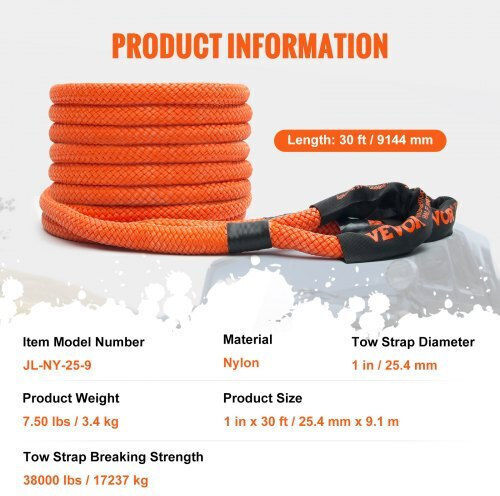 Vevor Recovery Rope 1" X 30' 38,000 Lbs Jeep Atv Utv Suv Tractor Sznl1in30ft0dlhpjv0