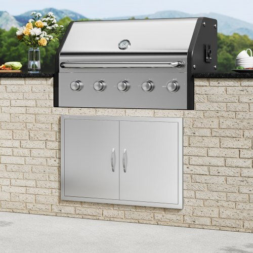 Vevor BBQ Door 889x610 mm Double Stainless Steel Outdoor Kitchen