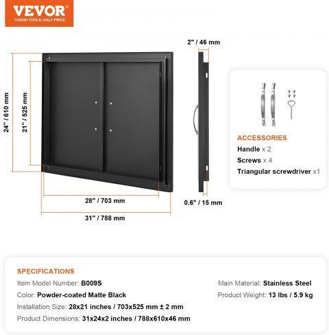 Πόρτα Bbq Vevor 788x610mm Διπλή Εξωτερική Κουζίνα Smmbscjmhs31cl51jv0